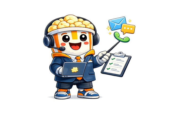 Mascotte Popcorn SEO conseiller contact